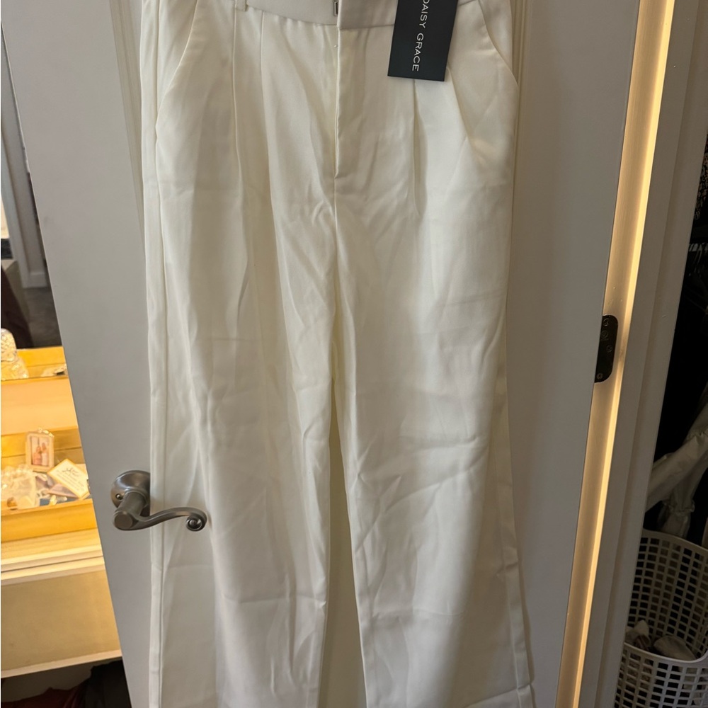 White Straight-Leg Trousers women